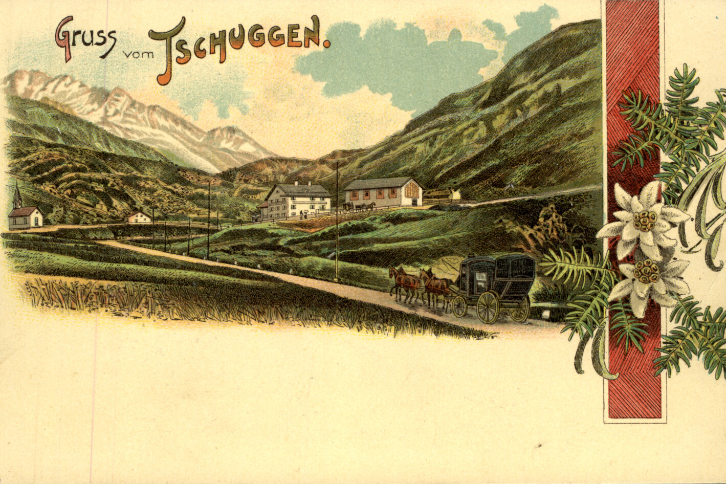 «Gruss vom Tschuggen», Postkarte um 1900 (Fundaziun Capauliana Chur)